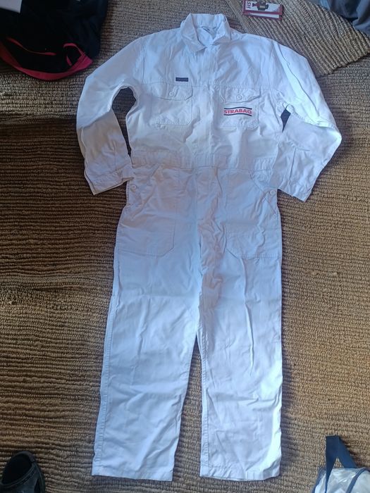 Pantaloni lucru/munca/salopeta albi faiantari zidari"Planam"noi52/64