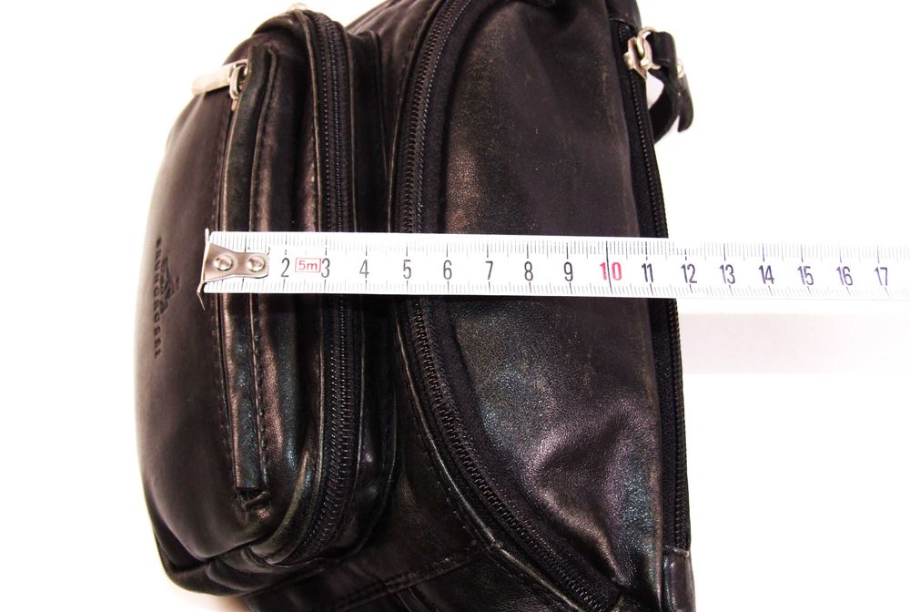 Borseta de brâu BRUNO ROSSI, 6 buzunare, piele naturala, NOUA