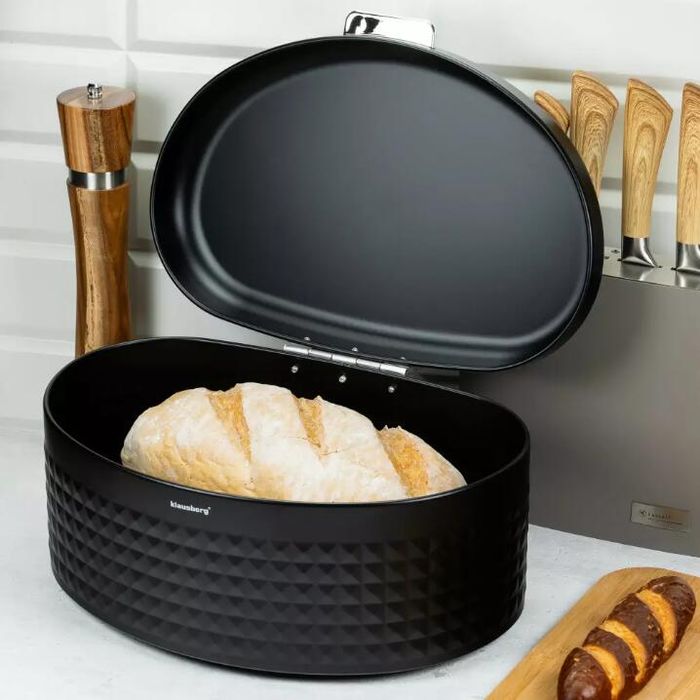 Cutie pentru paine, din otel, 36 x 24 x 18,5 cm, neagra, Klausberg