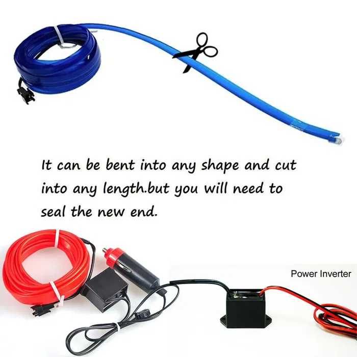 Fir cu neon pt lumina ambientala, albastru-rosu-verde Nou!