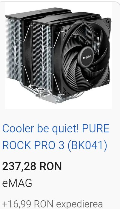 Vând/Schimb Cooler cpu be quiet! pure rock pro 3