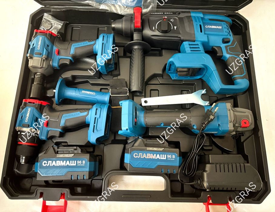 Бепул доставка болгарка + шруповерт + перфоратор + гайковерт crown 4в1