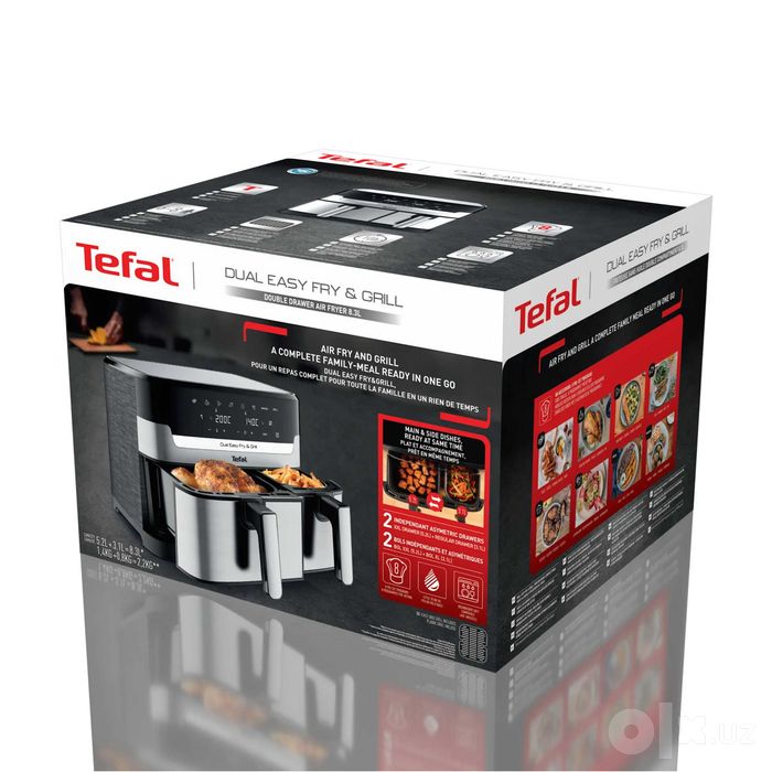 Аэрогриль Tefal Dual Easy Fry & Grill 8,3 л EY905D10  с гарантией год.