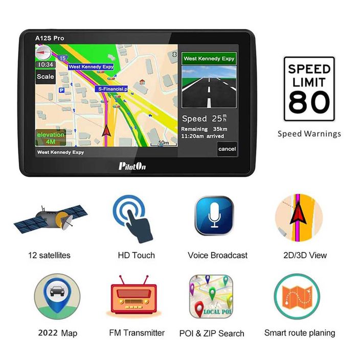 GPS PilotOn A12S Pro harti 2025 Camion, TIR full EUROPA, WiFi, TMC
