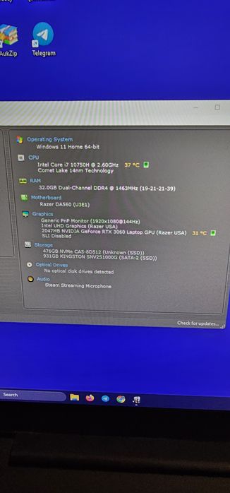 Vand laptop razer blade 15 rtx 3060 2021 base model
