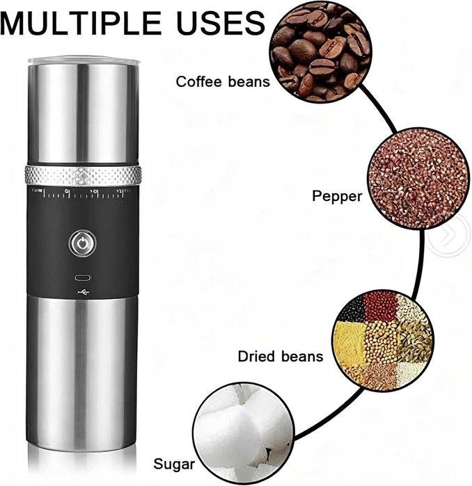 Електрическа, безжична, акумулаторна кафемелачка с 15 настройки