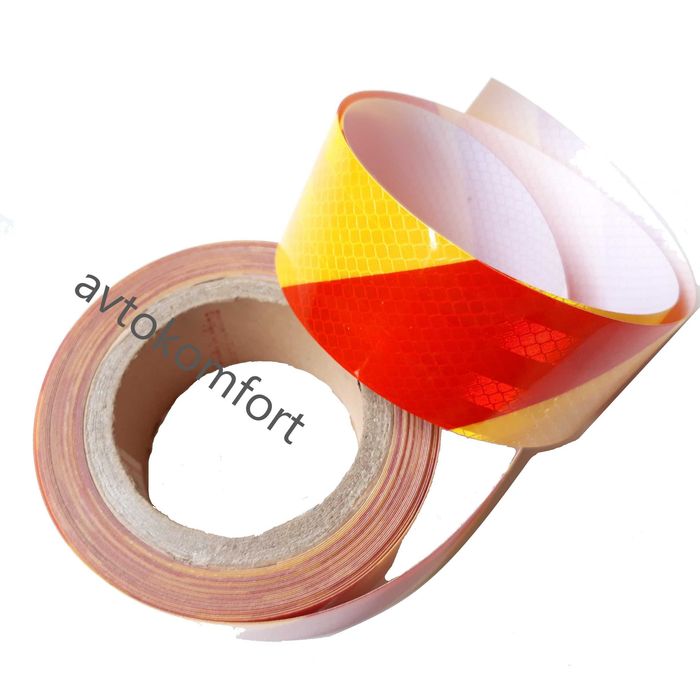 5 См 5/50 Метра Светлоотразителна Лента Жълто Червено И Бяло Зелено