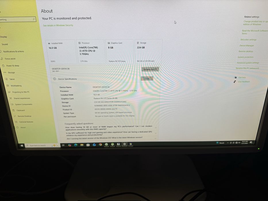 Vand pc gaming i3 placa video rx 570 8 gb