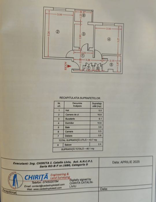 Apartament 2 camere, conf 1 decomandat, et. 3/4