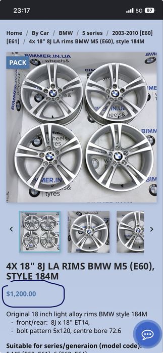 Vand jante BMW Style 184 M OEM 18"