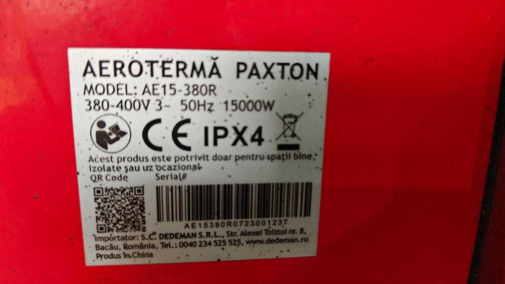 vand aeroterma PAXTON AE15-380R folosita de 2 ori