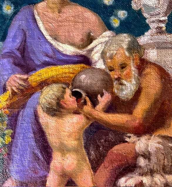 Tablou F, Foarte vechi, ulei/panza/cart, semnat,