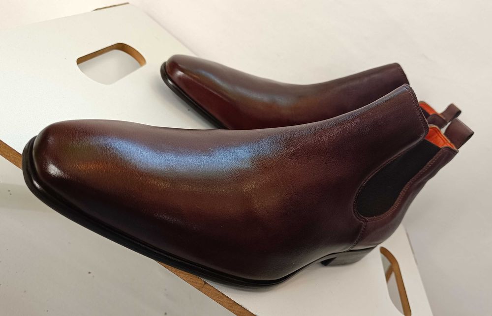 Ghete chelsea 43 43.5 plain toe premium GREVE NOI piele naturala moale