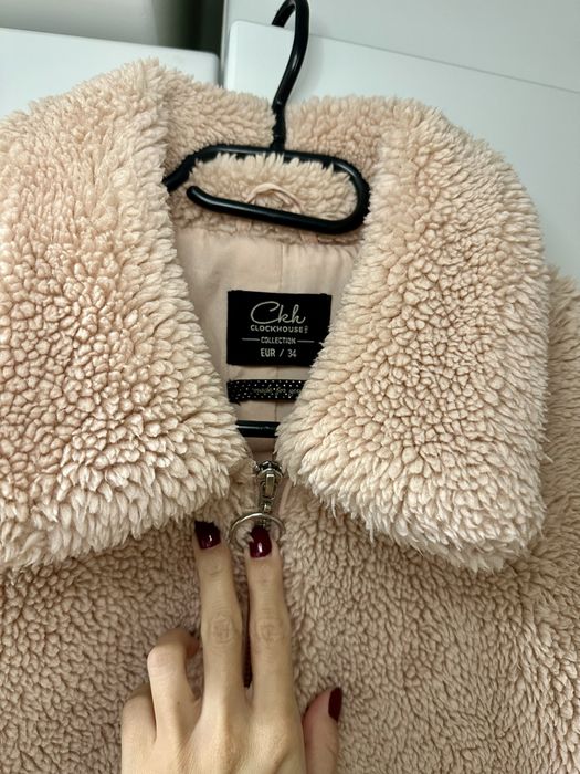 Geaca teddy roz pudrat XS