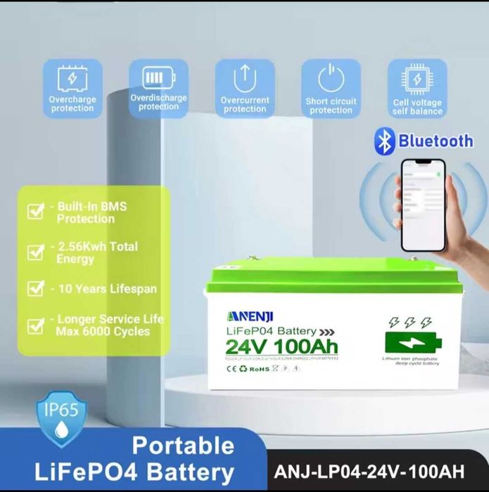 Baterie LifePo4 Anenji 24V 100Ah Bluetooth
