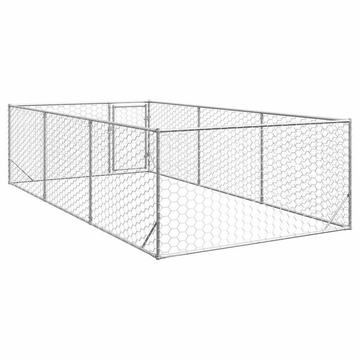 Cușcă pentru câini de exterior cu ușă 2x4x1 m, oțel galvanizat VidaXL