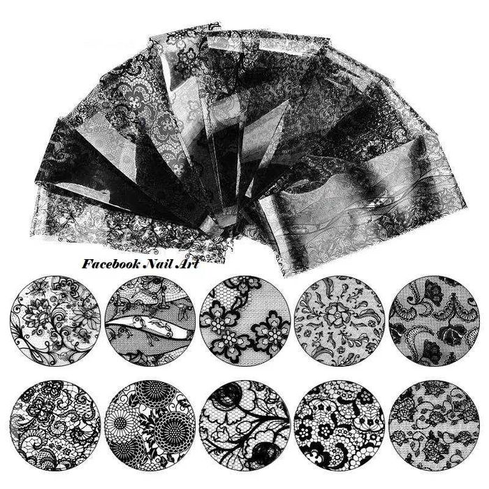 10 броя Комплект фолио дантела - чèрен