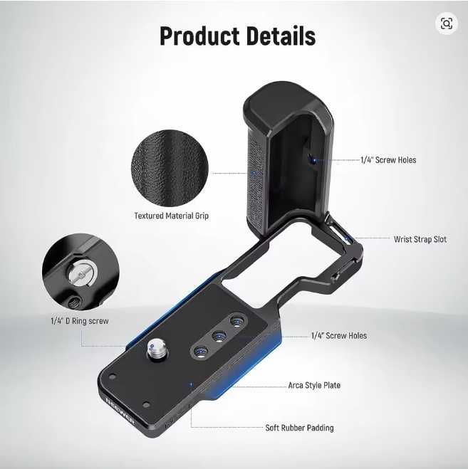 Grip L bracket NEEWER Sony ZV-1F ZV-1 II Metal grip piele filet 1/4"