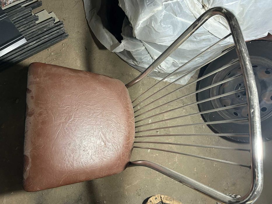 Scaune de bucatarie inox cu sezut din piele sintetica maro
