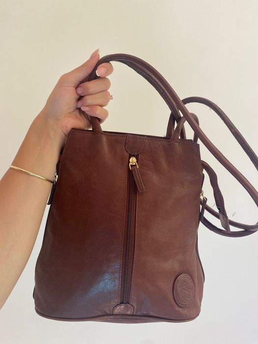 Кафява чанта от естествена кожа