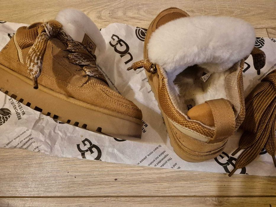 UGG, casual din piele intoarsa Lowmel, Maro, 41