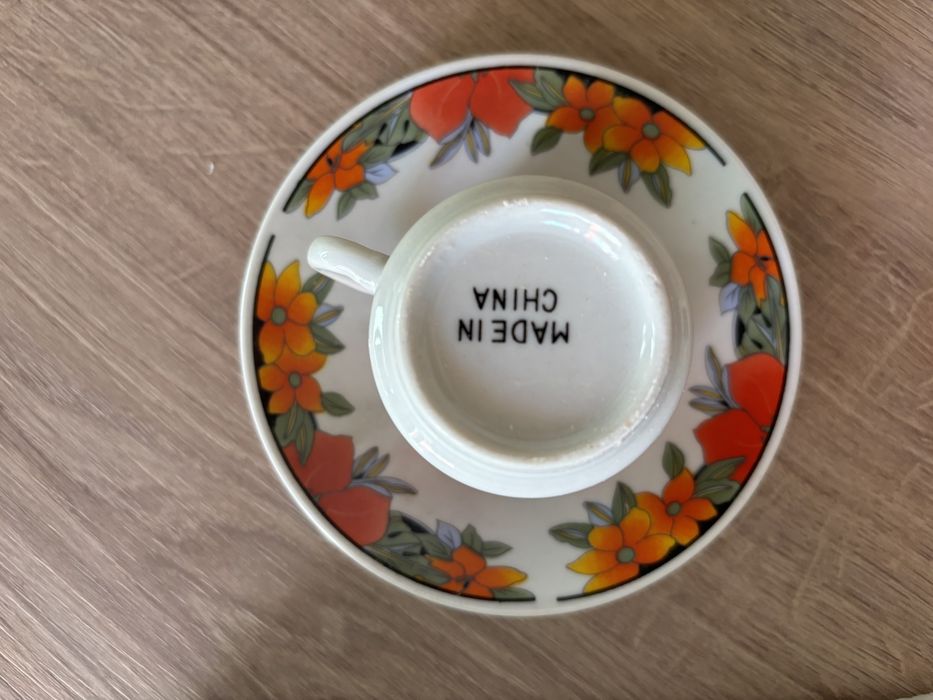 Set 6 cesti/farfurioare ceai portelan China