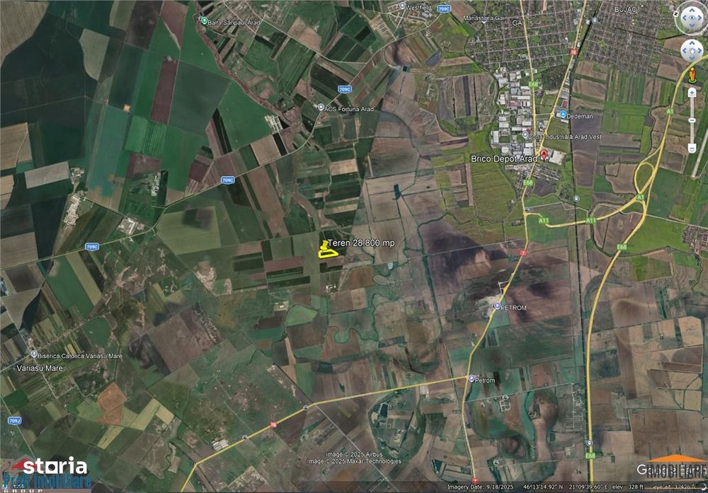 Teren de 28800 mp aproape de drumul Arad - Iratos