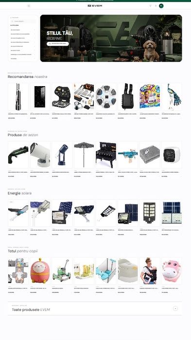 Se vinde magazin online complet funcțional – Evem.ro | 33.981 produse | Business la cheie