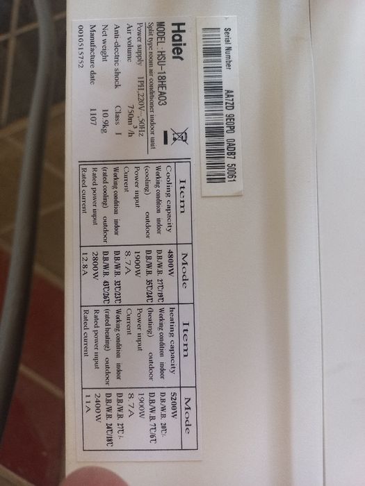 Haier 18 talik kondetsioner