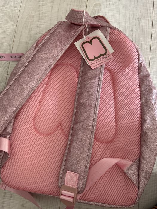 Ghiozdan roz cu sclipici