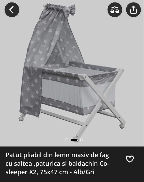 Patut bebe din lemn masiv de fag cu saltea