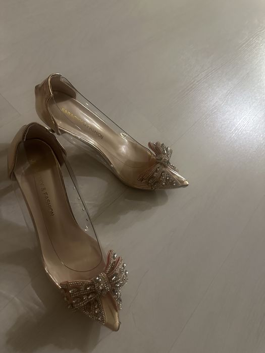 Туфли золото - прозрачные