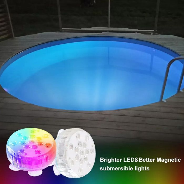 Set 4 lampi LED RGB, cu telecomanda, rezistente la apa, pentru piscina