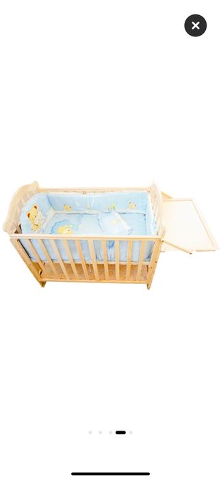 Patut bebe 5 în 1, lemn natur, saltea inclusa