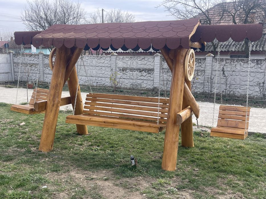 Balansoar din lemn rotund pentru copii , lemn masiv