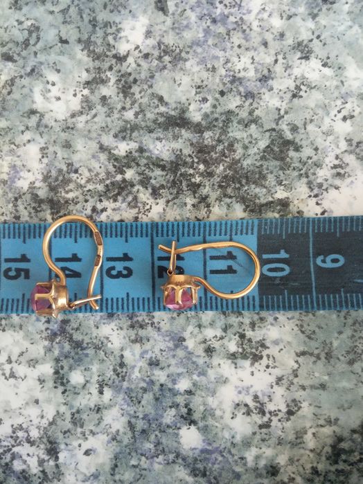 Серьги тюльпан золото 583 проба рубин СССР