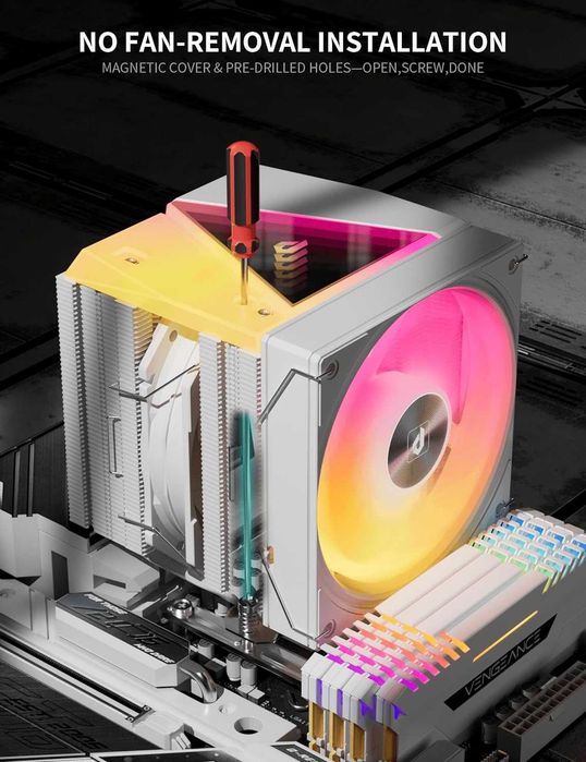 Cooler CPU Aer Desktop upHere UE2 Elite,două turnuri ventilator ARGB PWM 120mm,8 conducte căldură Intel LGA 1851/1700/2011/2066/115X, AM5/AM4/AM3