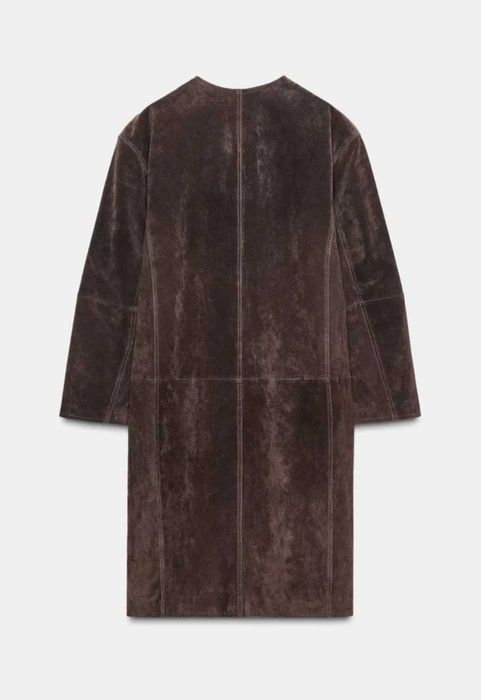 Palton lung din piele,xs,oversize Zara