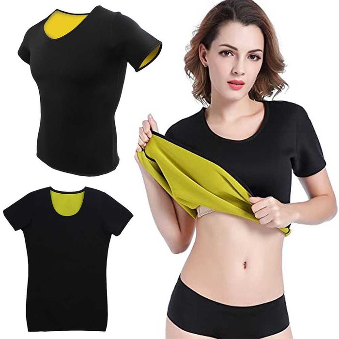Tricou fitness dama neopren XL maneca scurta modelator efect slabire