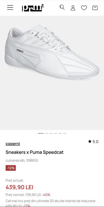 Vand Papuci Coperni x PUMA noi, nepurtati, originali fara cutie marimea 38,5