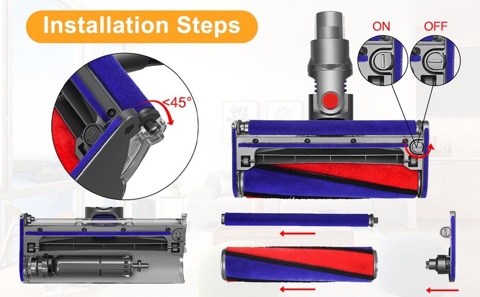 Резервна мека ролка и плюшени ленти за Dyson V6, V7, V8, V10, V11