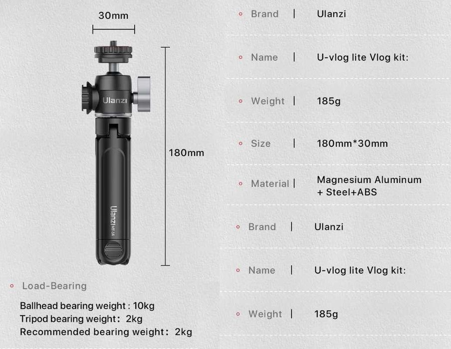 Разтегателен Статив Ulanzi U-Vlog Lite / статив за камера , смартфон