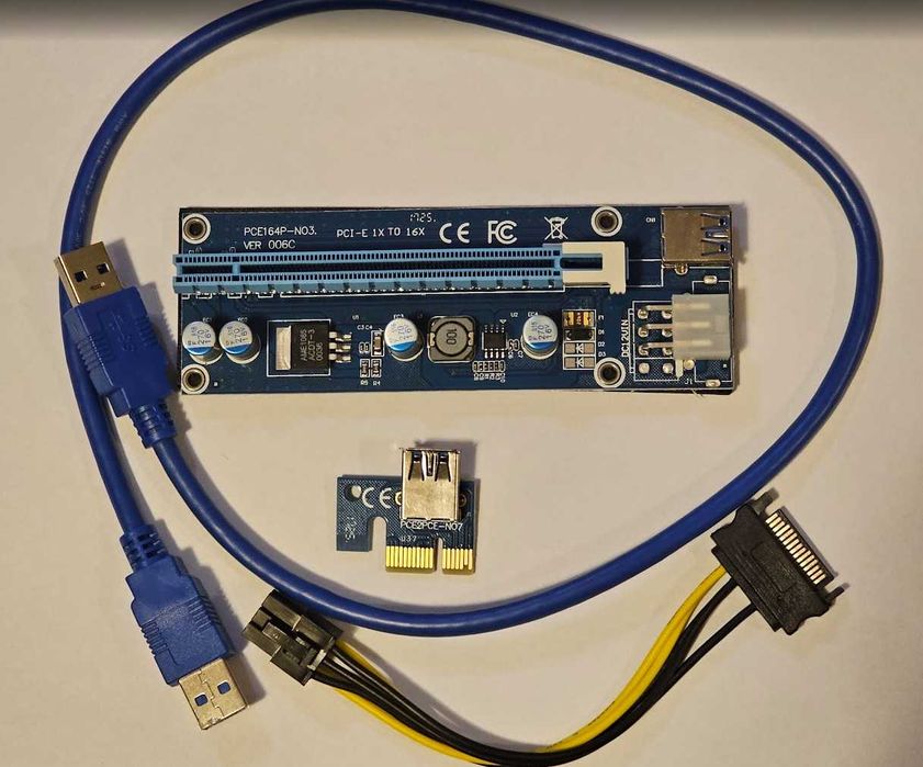 Placa Riser mining 006C/007S PCI-E Express 1X->16X USB 3.0