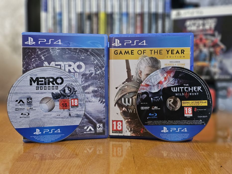 Игры, диски для PS4, PS5. Ведьмак 3 и Метро Исход