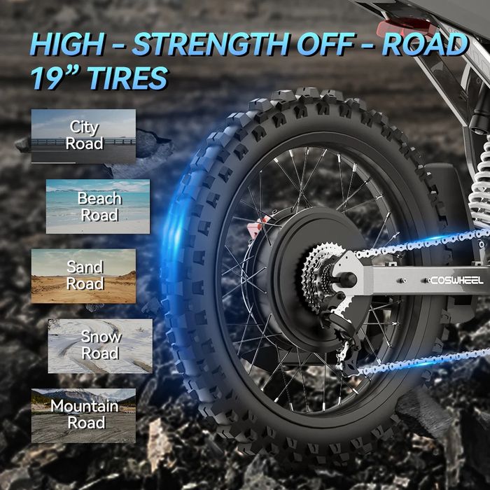 НОВО!!! Електрически OFF Road Велосипед Coswheel R19 6000W 72V/40Ah