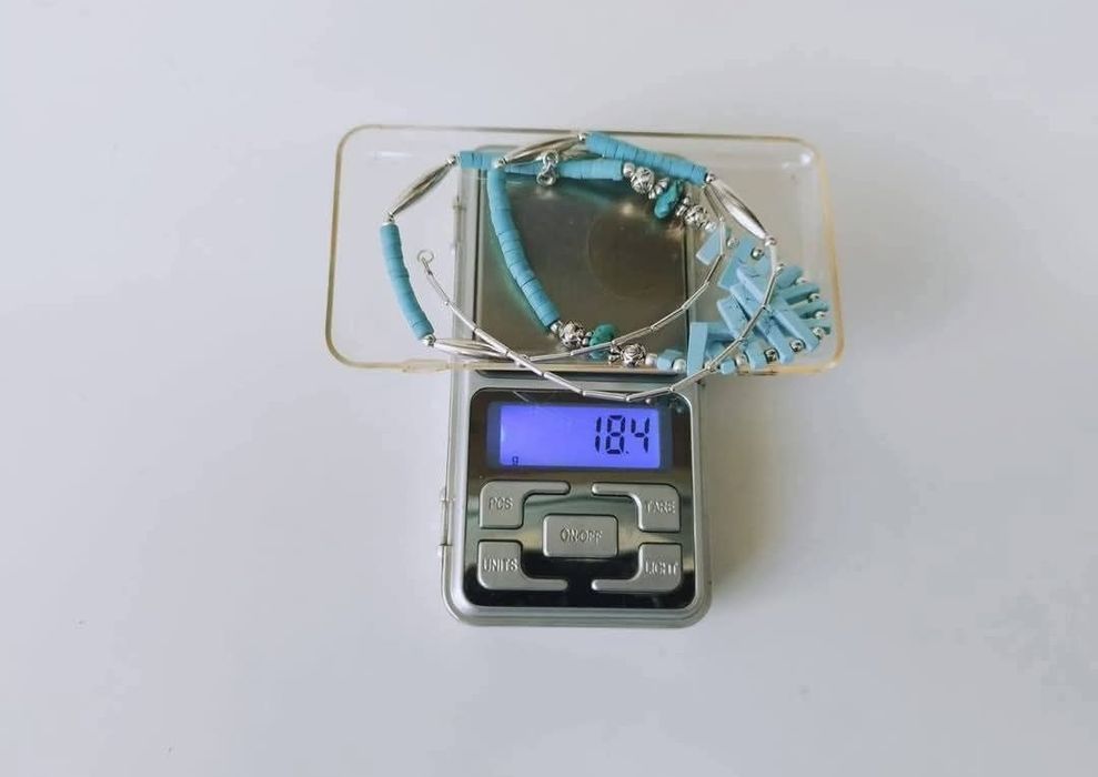 Vechi colier/lant NAVAJO din argint de 925, cu pietre turcoaz, copii