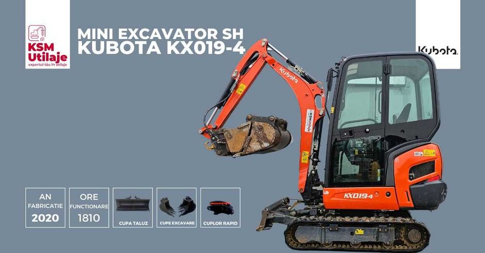 Mini Excavator KUBOTA KX019-4 SH 2020 | 1810 Ore | Gata de Lucru!
