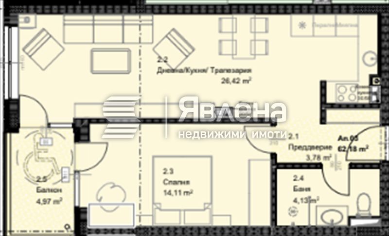 Продава се Двустаен апартамент в София, Овча купел - 57 кв.м за 1809 €/кв.м - Снимка #1
