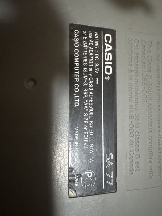 Продам синтезатор CASIO SA-77