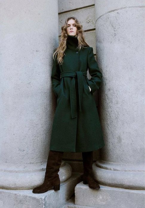 Palton din amestec de lana virgina Mango